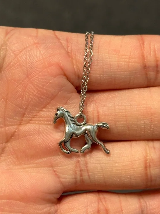 Fashion Jewelry Stainless Steel Silver Horse Pendant Necklace, 20” - Picture 2 of 4